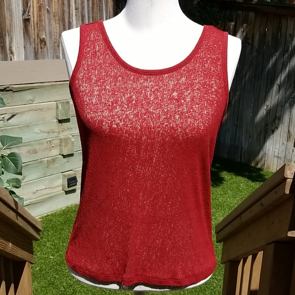 The Limited Brick Red Sheer Tank Top